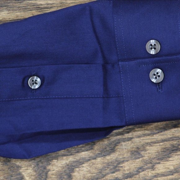 Michael Kors Men Slim-Fit Blue Long-Sleeve Stretch Dress Shirt Blue M 15 34/35 - Picture 6 of 6